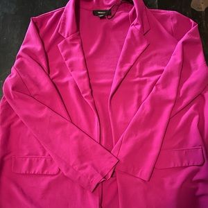 Plus size blazer, oversized pink blazer,